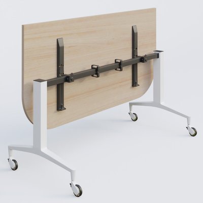 [Pas de famille] - [Pas de sous famille] - Module d'extrémité de la gamme LEM 165-80 cm. Plateau Acacia et pietement Blanc.