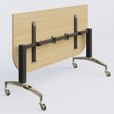 [Pas de famille] - [Pas de sous famille] - Module d'extrémité de la gamme LEM 165-80 cm. Plateau Chêne clair et pietement Noir/Chrome.