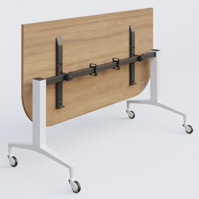 [Pas de famille] - [Pas de sous famille] - Module d'extrémité de la gamme LEM 165-80 cm. Plateau Noyer et pietement Blanc.