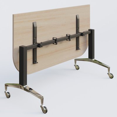 [Pas de famille] - [Pas de sous famille] - Module d'extrémité de la gamme LEM 165-80 cm. Plateau Acacia et pietement Noir/Chrome.