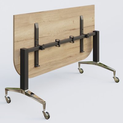[Pas de famille] - [Pas de sous famille] - Module d'extrémité de la gamme LEM 165-80 cm. Plateau Chêne naturel et pietement Noir/Chrome.