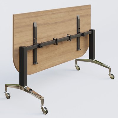 [Pas de famille] - [Pas de sous famille] - Module d'extrémité de la gamme LEM 165-80 cm. Plateau Noyer et pietement Noir/Chrome.