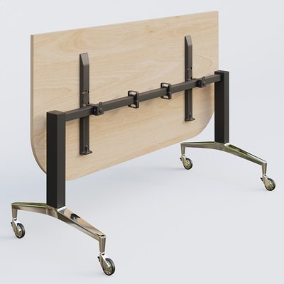 [Pas de famille] - [Pas de sous famille] - Module d'extrémité de la gamme LEM 165-80 cm. Plateau Hêtre et pietement Noir/Chrome.