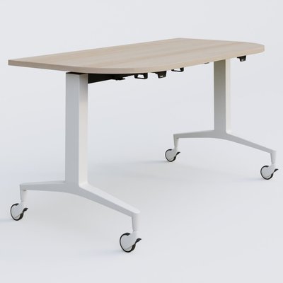 [Pas de famille] - [Pas de sous famille] - Module d'extrémité de la gamme LEM 145-70 cm. Plateau Acacia et pietement Blanc.