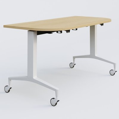 [Pas de famille] - [Pas de sous famille] - Module d'extrémité de la gamme LEM 145-70 cm. Plateau Chêne clair et pietement Blanc.