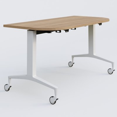 [Pas de famille] - [Pas de sous famille] - Module d'extrémité de la gamme LEM 145-70 cm. Plateau Noyer et pietement Blanc.