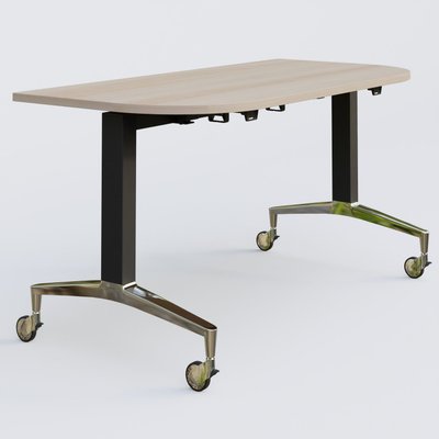 [Pas de famille] - [Pas de sous famille] - Module d'extrémité de la gamme LEM 145-70 cm. Plateau Acacia et pietement Noir/Chrome.