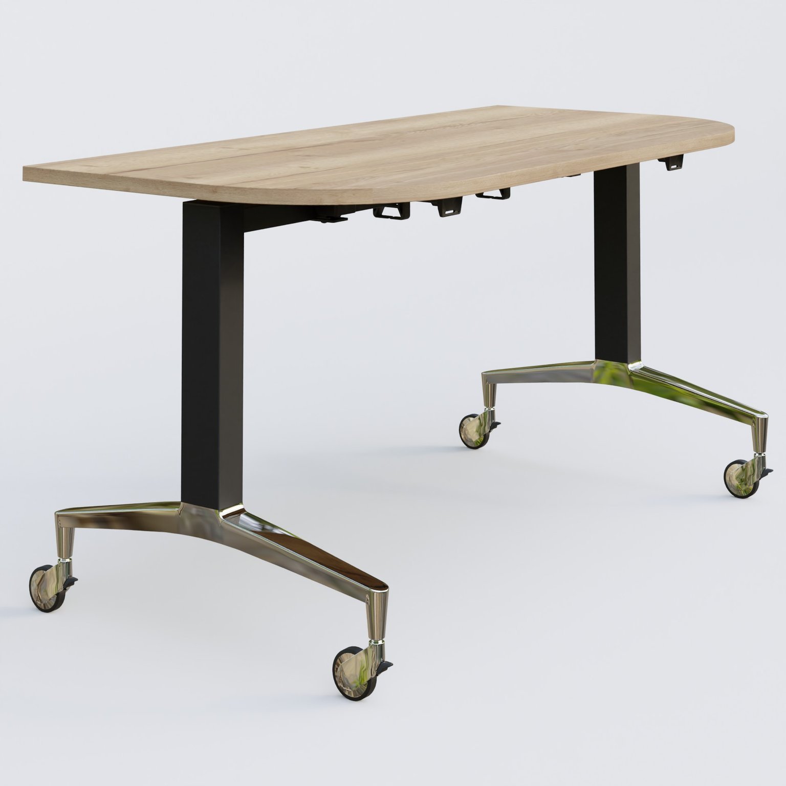 Module d'extrémité de la gamme LEM 145-70 cm. Plateau Chêne naturel et pietement Noir/Chrome.