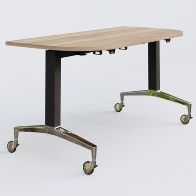 [Pas de famille] - [Pas de sous famille] - Module d'extrémité de la gamme LEM 145-70 cm. Plateau Chêne naturel et pietement Noir/Chrome.