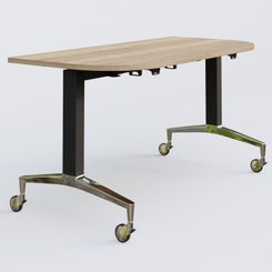 [Pas de famille] - [Pas de sous famille] - Module d'extrémité de la gamme LEM 145-70 cm. Plateau Chêne naturel et pietement Noir/Chrome.