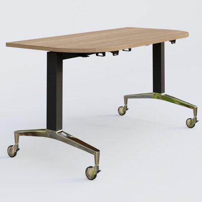 [Pas de famille] - [Pas de sous famille] - Module d'extrémité de la gamme LEM 145-70 cm. Plateau Noyer et pietement Noir/Chrome.