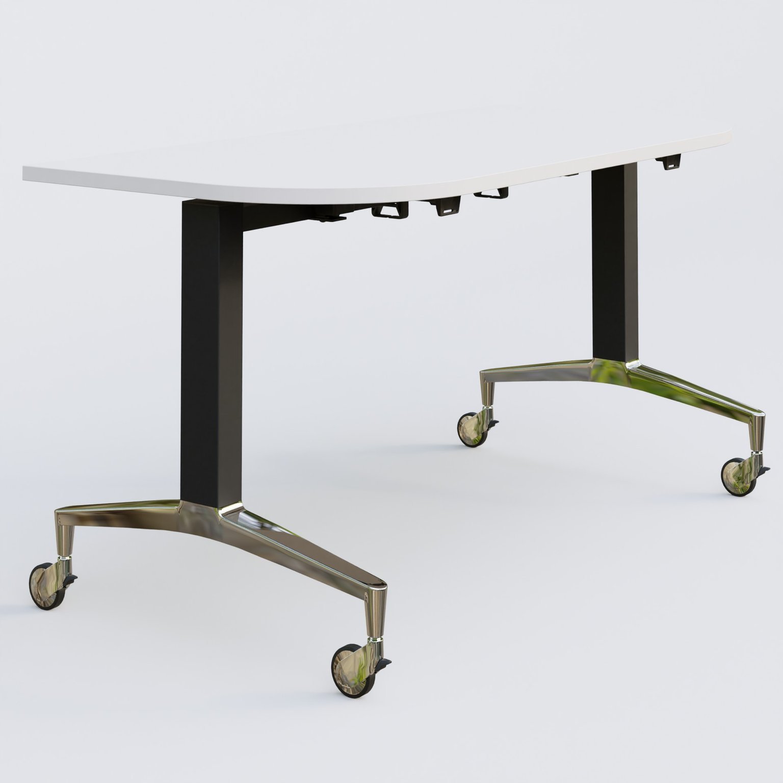 Module d'extrémité de la gamme LEM 145-70 cm. Plateau Blanc et pietement Noir/Chrome.