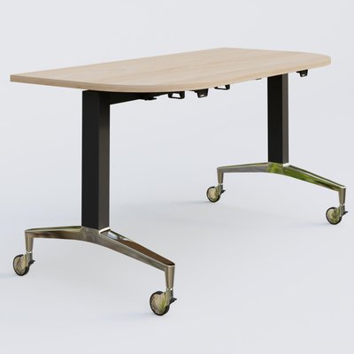 [Pas de famille] - [Pas de sous famille] - Module d'extrémité de la gamme LEM 145-70 cm. Plateau Hêtre et pietement Noir/Chrome.