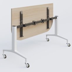[Pas de famille] - [Pas de sous famille] - Module d'extrémité de la gamme LEM 145-70 cm. Plateau Acacia et pietement Blanc.