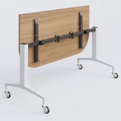 [Pas de famille] - [Pas de sous famille] - Module d'extrémité de la gamme LEM 145-70 cm. Plateau Noyer et pietement Blanc.