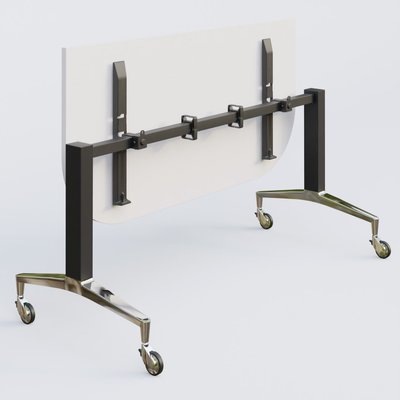[Pas de famille] - [Pas de sous famille] - Module d'extrémité de la gamme LEM 145-70 cm. Plateau Blanc et pietement Noir/Chrome.