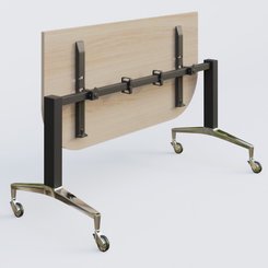 [Pas de famille] - [Pas de sous famille] - Module d'extrémité de la gamme LEM 145-70 cm. Plateau Acacia et pietement Noir/Chrome.