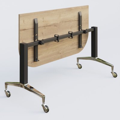 [Pas de famille] - [Pas de sous famille] - Module d'extrémité de la gamme LEM 145-70 cm. Plateau Chêne naturel et pietement Noir/Chrome.