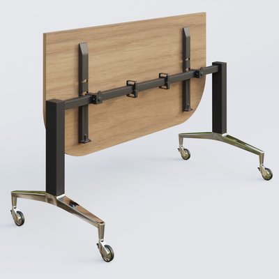 [Pas de famille] - [Pas de sous famille] - Module d'extrémité de la gamme LEM 145-70 cm. Plateau Noyer et pietement Noir/Chrome.
