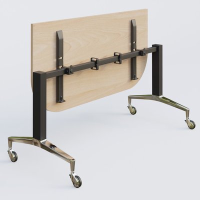 [Pas de famille] - [Pas de sous famille] - Module d'extrémité de la gamme LEM 145-70 cm. Plateau Hêtre et pietement Noir/Chrome.