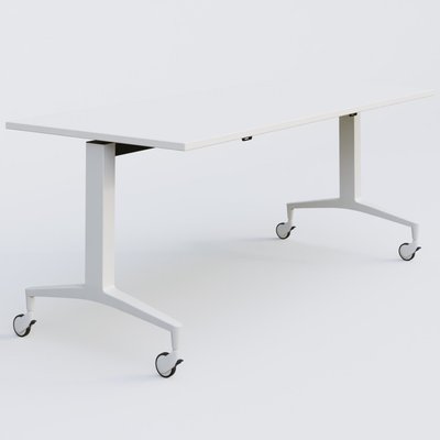 [Pas de famille] - [Pas de sous famille] - Module droit de la gamme LEM 180-80 cm. Plateau Blanc et pietement Blanc.