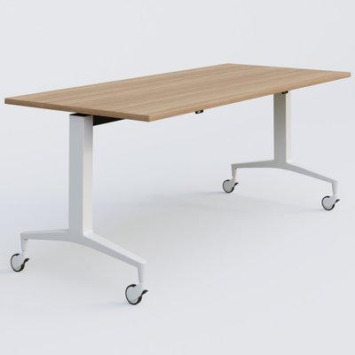 [Pas de famille] - [Pas de sous famille] - Module droit de la gamme LEM 180-80 cm. Plateau Noyer et pietement Blanc.