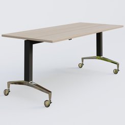 [Pas de famille] - [Pas de sous famille] - Module droit de la gamme LEM 180-80 cm. Plateau Acacia et pietement Noir/Chrome.