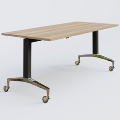 [Pas de famille] - [Pas de sous famille] - Module droit de la gamme LEM 180-80 cm. Plateau Chêne naturel et pietement Noir/Chrome.