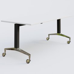 [Pas de famille] - [Pas de sous famille] - Module droit de la gamme LEM 180-80 cm. Plateau Blanc et pietement Noir/Chrome.