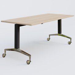 [Pas de famille] - [Pas de sous famille] - Module droit de la gamme LEM 180-80 cm. Plateau Hêtre et pietement Noir/Chrome.