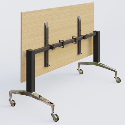[Pas de famille] - [Pas de sous famille] - Module droit de la gamme LEM 180-80 cm. Plateau Chêne clair et pietement Noir/Chrome.