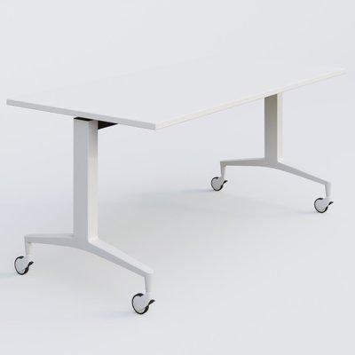 [Pas de famille] - [Pas de sous famille] - Module droit de la gamme LEM 160-80 cm. Plateau Blanc et pietement Blanc.