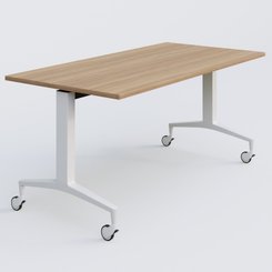 [Pas de famille] - [Pas de sous famille] - Module droit de la gamme LEM 160-80 cm. Plateau Noyer et pietement Blanc.