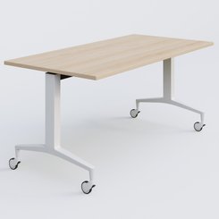 [Pas de famille] - [Pas de sous famille] - Module droit de la gamme LEM 160-80 cm. Plateau Hêtre et pietement Blanc.