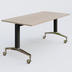 [Pas de famille] - [Pas de sous famille] - Module droit de la gamme LEM 160-80 cm. Plateau Acacia et pietement Noir/Chrome.
