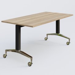 [Pas de famille] - [Pas de sous famille] - Module droit de la gamme LEM 160-80 cm. Plateau Chêne naturel et pietement Noir/Chrome.