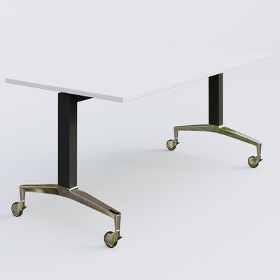 [Pas de famille] - [Pas de sous famille] - Module droit de la gamme LEM 160-80 cm. Plateau Blanc et pietement Noir/Chrome.
