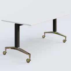 [Pas de famille] - [Pas de sous famille] - Module droit de la gamme LEM 160-80 cm. Plateau Blanc et pietement Noir/Chrome.