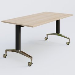 [Pas de famille] - [Pas de sous famille] - Module droit de la gamme LEM 160-80 cm. Plateau Hêtre et pietement Noir/Chrome.