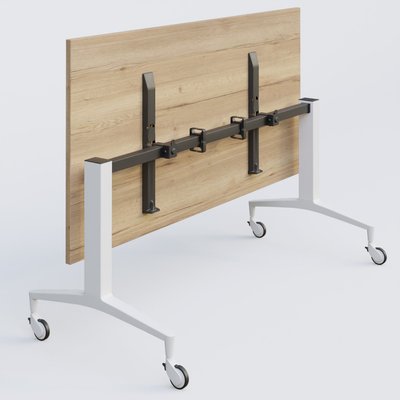 [Pas de famille] - [Pas de sous famille] - Module droit de la gamme LEM 160-80 cm. Plateau Chêne naturel et pietement Blanc.