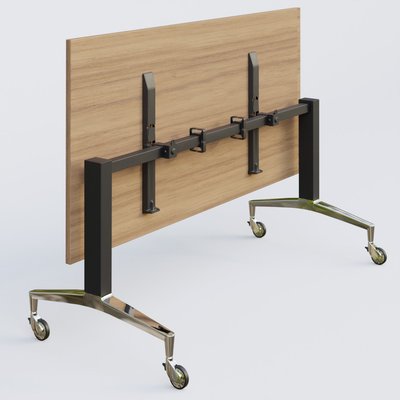 [Pas de famille] - [Pas de sous famille] - Module droit de la gamme LEM 160-80 cm. Plateau Noyer et pietement Noir/Chrome.