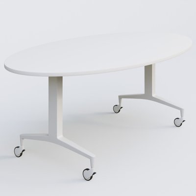[Pas de famille] - [Pas de sous famille] - Table ovale de la gamme LEM 200-110 cm. Plateau Blanc et pietement Blanc.