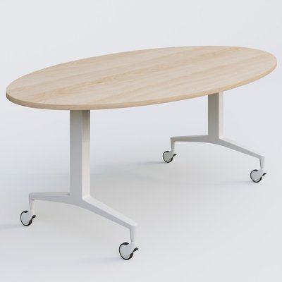 [Pas de famille] - [Pas de sous famille] - Table ovale de la gamme LEM 200-110 cm. Plateau Hêtre et pietement Blanc.
