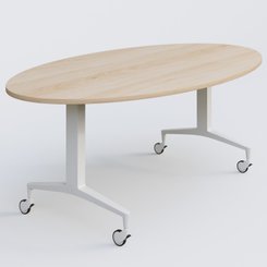 [Pas de famille] - [Pas de sous famille] - Table ovale de la gamme LEM 200-110 cm. Plateau Hêtre et pietement Blanc.