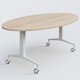 Table ovale de la gamme LEM 200-110 cm. Plateau Hêtre et pietement Blanc.