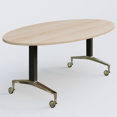 [Pas de famille] - [Pas de sous famille] - Table ovale de la gamme LEM 200-110 cm. Plateau Hêtre et pietement Noir/Chrome.