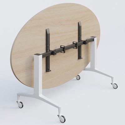 [Pas de famille] - [Pas de sous famille] - Table ovale de la gamme LEM 200-110 cm. Plateau Acacia et pietement Blanc.