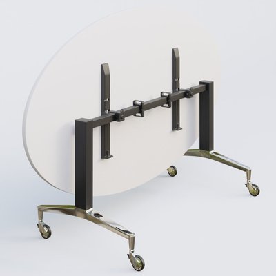 [Pas de famille] - [Pas de sous famille] - Table ovale de la gamme LEM 200-110 cm. Plateau Blanc et pietement Noir/Chrome.