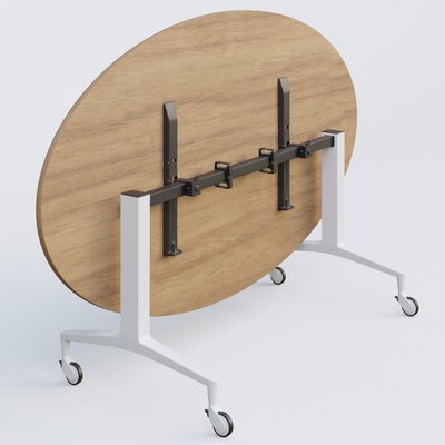 [Pas de famille] - [Pas de sous famille] - Table ovale de la gamme LEM 200-110 cm. Plateau Noyer et pietement Blanc.