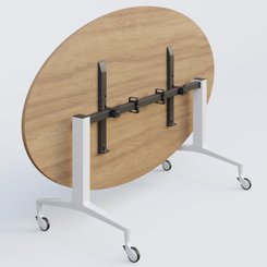 [Pas de famille] - [Pas de sous famille] - Table ovale de la gamme LEM 200-110 cm. Plateau Noyer et pietement Blanc.